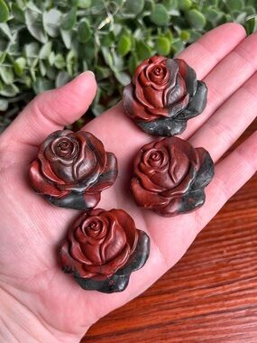 ONE African Bloodstone Rose Carving
